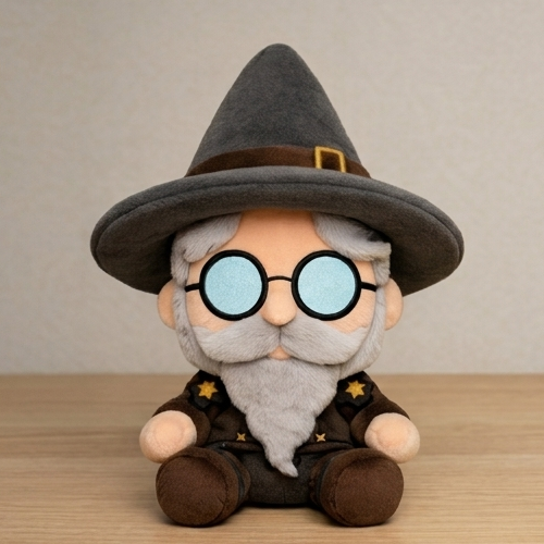 Sample plush concept — wizard character